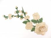 3D Applique Embroidered Champagne Rose Floral Craft Patch Clothing Motif 12"  CQ3