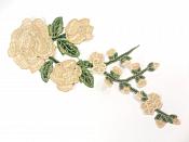 3D Applique Embroidered Champagne Rose Floral Craft Patch Clothing Motif 12"  CQ3