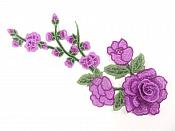 3D Applique Embroidered Purple Rose Floral Craft Patch Clothing Motif 12"  CQ3