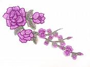 3D Applique Embroidered Purple Rose Floral Craft Patch Clothing Motif 12"  CQ3