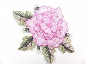 3D Embroidered Applique Pink Single Floral Sewing Supply Clothing Patch  CQ4