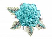 3D Embroidered Applique Teal Single Floral Sewing Supply Clothing Patch  CQ4