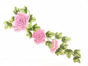 3D Embroidered Applique Pink Rose Floral Vine Sewing Supply Clothing Patch  16.5" CQ6