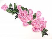 Light Pink Rose 3D Embroidered Applique Floral Cluster Vine Sewing Supply Clothing Patch 12" CQ9