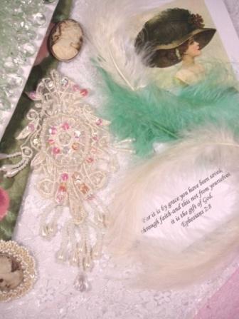 0204 Ivory Venise Lace Sequin Beaded Applique 7.5"