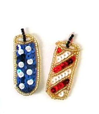 E30205  Set of ( 2) Firecracker Beaded Sequin Appliques