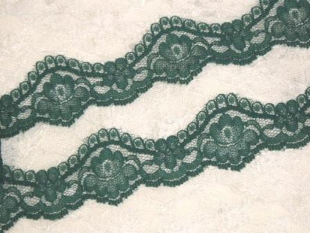 RMC92  REMNANT Hunter Green Lace Trim 1.5"