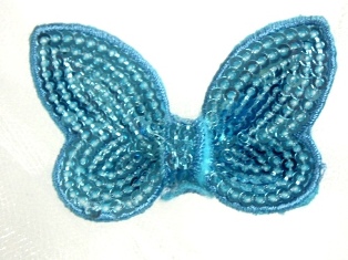 DE2 Light Blue Butterfly Sequin Hair Bow / Brooch /  Applique 2.25"