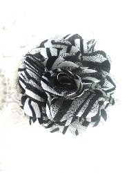 DE4 Zebra Animal Print Satin Rose Applique Bow DIY 3"