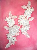 Venice Lace 3D White Applique Floral Venise Lace with Crystal Rhinestones 9" (DH102X)