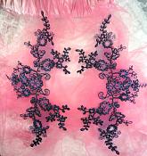 Embroidered Venice Lace Appliques Navy Floral Venice Lace Mirror Pair 13" (DH107X)