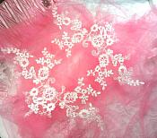 Embroidered Venice Lace Appliques White Floral Venice Lace Mirror Pair 13" (DH107X)