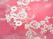 Embroidered Venice Lace Appliques White Floral Venice Lace Mirror Pair 13" (DH107X)