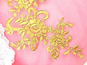Embroidered Venice Lace Appliques Gold Floral Venice Lace Mirror Pair 9" BL131x