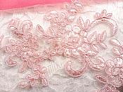 Embroidered Venice Lace Appliques Pink Floral Venice Lace Mirror Pair 9.5" (DH108X)