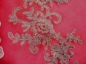 Embroidered Venice Lace Appliques Silver Floral Venice Lace Mirror Pair 9.5" (DH108X)