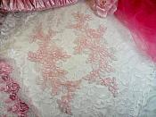 Embroidered Venice Lace Appliques Pink Floral Venice Lace Mirror Pair 10" (DH109X)