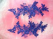 Embroidered Venice Lace Appliques Blue Floral Venice Lace Mirror Pair 10" (DH109X)