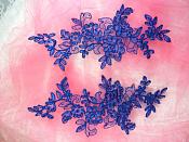 Embroidered Venice Lace Appliques Blue Floral Venice Lace Mirror Pair 10" (DH109X)