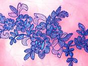 Embroidered Venice Lace Appliques Blue Floral Venice Lace Mirror Pair 10" (DH109X)