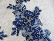 Embroidered Venice Lace Appliques Blue Gold Floral Venice Lace Mirror Pair 10" (DH109X)