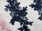 Embroidered Venice Lace Appliques Navy Floral Venice Lace Mirror Pair 10" (DH109X)