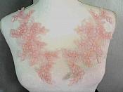 Embroidered Venice Lace Appliques Pink Floral Venice Lace Mirror Pair 10" (DH109X)
