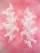 Embroidered Venice Lace Appliques Pure White Floral Venice Lace Mirror Pair 10" (DH109X) Embroidered Venice Lace Appliques Pure White Floral Venice Lace Mirror Pair 10" (DH109X)