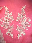 Embroidered Appliques Venice Lace Sequin White Floral Mirror Pair 9.5" (BL134X)