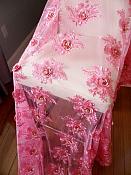 Embroidered 3D Fabric Pink Floral Design (Can be Cut for Appliques) (GB531)