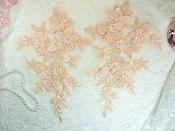 Embroidered Applique Peach Floral Venice Lace Mirror Pair 10.5" (DH118X)