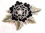3D Embroidered Applique Black Single Floral Sewing Supply Clothing Patch  DH122