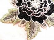 3D Embroidered Applique Black Single Floral Sewing Supply Clothing Patch  DH122