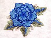 3D Embroidered Applique Blue Single Floral Sewing Supply Clothing Patch  DH122