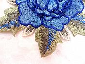 3D Embroidered Applique Blue Single Floral Sewing Supply Clothing Patch  DH122