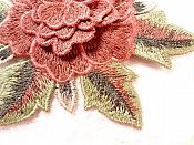 3D Embroidered Applique Mauve Single Floral Sewing Supply Clothing Patch  DH122
