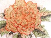 3D Embroidered Applique Peach Single Floral Sewing Supply Clothing Patch  DH122