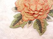 3D Embroidered Applique Peach Single Floral Sewing Supply Clothing Patch  DH122