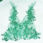 Designer Appliques Sequins Lace Embroidered Mirror Pair Hunter Green Costume Patch DH131X