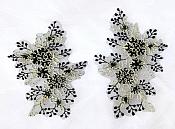 Floral Appliques Lace Embroidered Mirror Pair Black w/ Gold Costume Patch DH133X