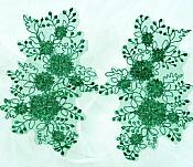 Floral Appliques Lace Embroidered Mirror Pair Hunter Green Costume Patch DH133X