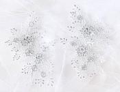 Floral Appliques Lace Embroidered Mirror Pair Lt. Silver Costume Patch DH133X