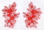 Floral Appliques Lace Embroidered Mirror Pair Red Sewing Costume Patch DH133X