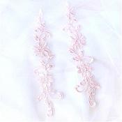 Designer Appliques Lace Embroidered Mirror Pair Pink Costume Patch DH134X