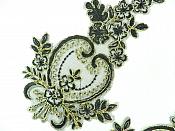 Designer Appliques Lace Embroidered Mirror Pair Black w/ Gold Costume Patch DH137X