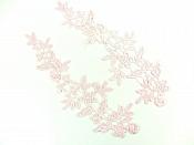 Embroidered Appliques Lace Pink Mirror Pair Sewing Clothing Patch DH138X