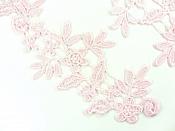 Embroidered Appliques Lace Pink Mirror Pair Sewing Clothing Patch DH138X