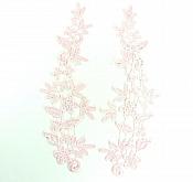 Embroidered Appliques Lace Pink Mirror Pair Sewing Clothing Patch DH138X