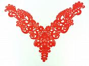 Yoke Bodice Applique Embroidered Lace Red Motif DH142