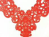Yoke Bodice Applique Embroidered Lace Red Motif DH142